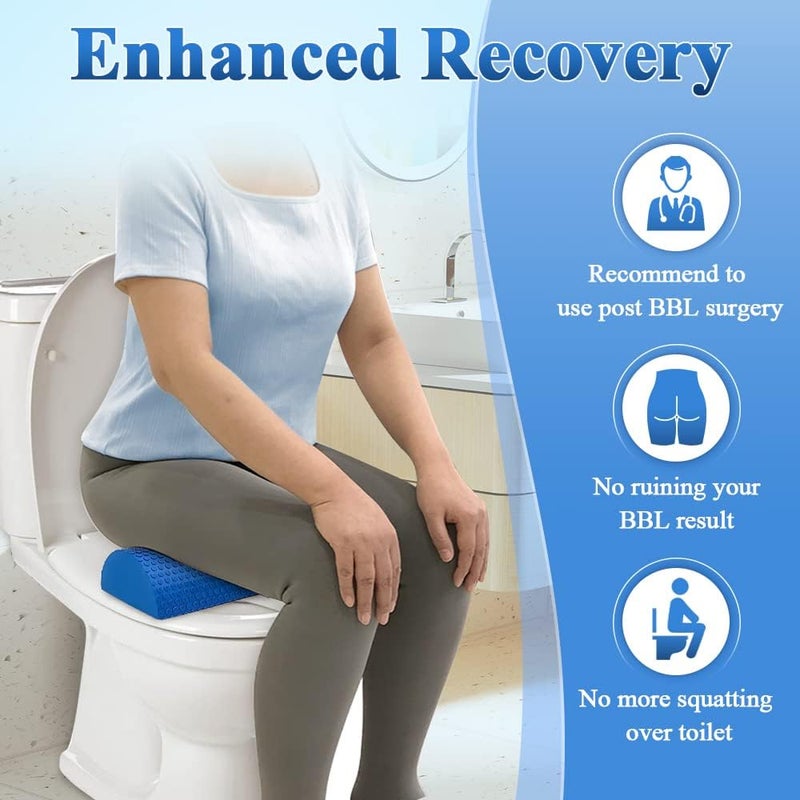 AOSSA BBL Toilet Seat Riser Pillow, Brazilian Butt Lift Toilet Seat Lifter, Commode Cushion Riser Butt Pillows for Sitting, 3 inch High Elevated Seat Cushion for Hemorrhoid Surgery Recovery (Blue) - Image 2